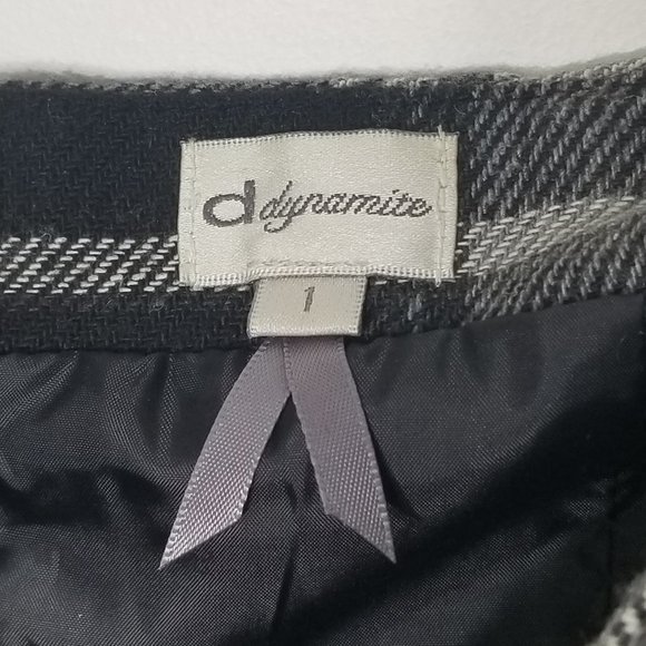 Dynamite Gray Black Plaid Strapless Mini Dress Pocket Wool Blend Zipper Back Y2K - Picture 2 of 9